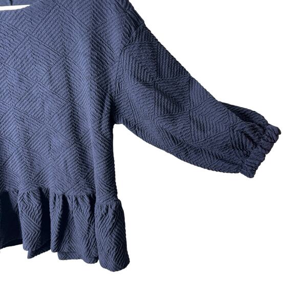 Maeve Textured Blue Ruffle Hem Top Womens XS Lagenlook Modest Demure french - Picture 6 of 11